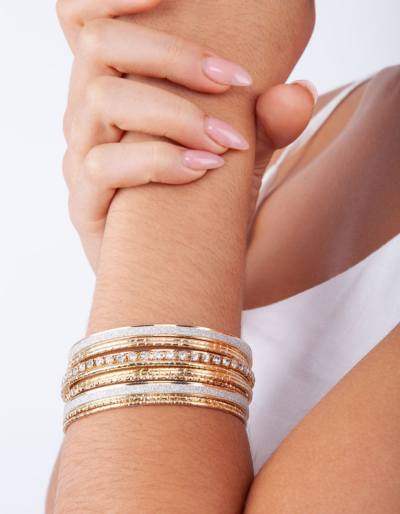 Gorgeous Metallic Gray, White & outlet Silver Toned Bracelet Stack - 5 Piece