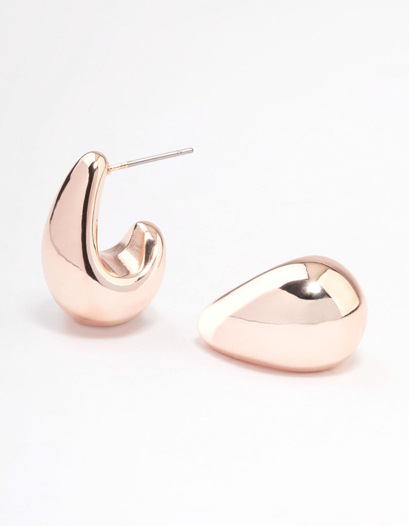 14K 2024 Rose Gold Etched Teardrop Earrings