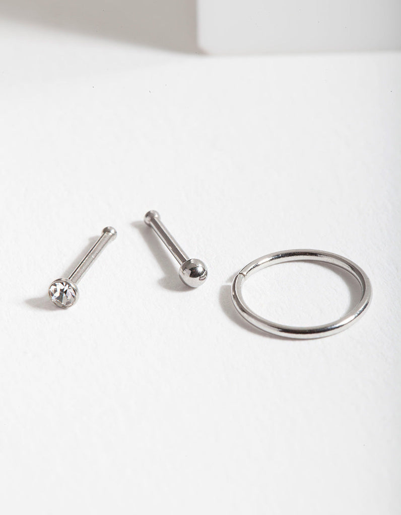 Surgical Steel Ball Diamante Nose Jewellery Pack - Lovisa