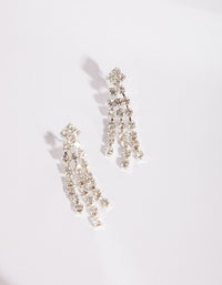 Silver Triple Strand Diamante Earrings - link has visual effect only