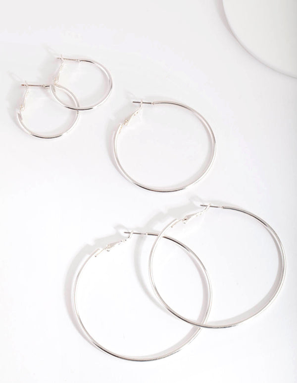 Silver Sleeper Round Hoop Trio