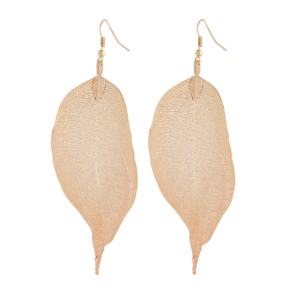 Gold Natural Leaf Earrings