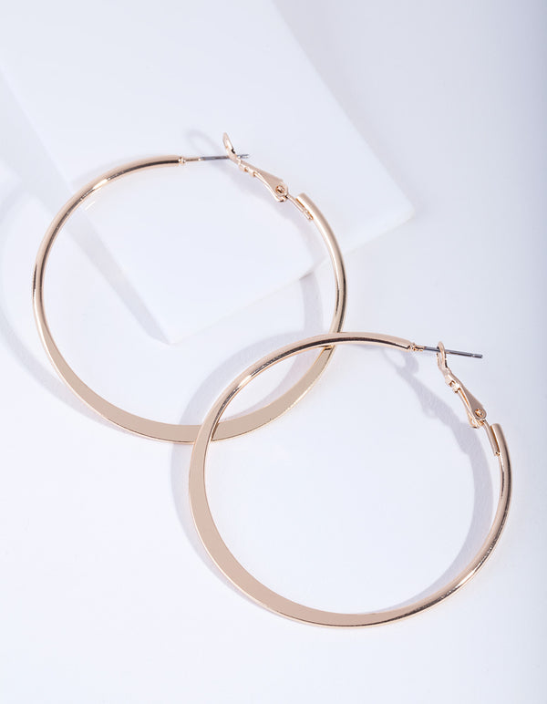 Gold Flat Edge Hoop Earrings