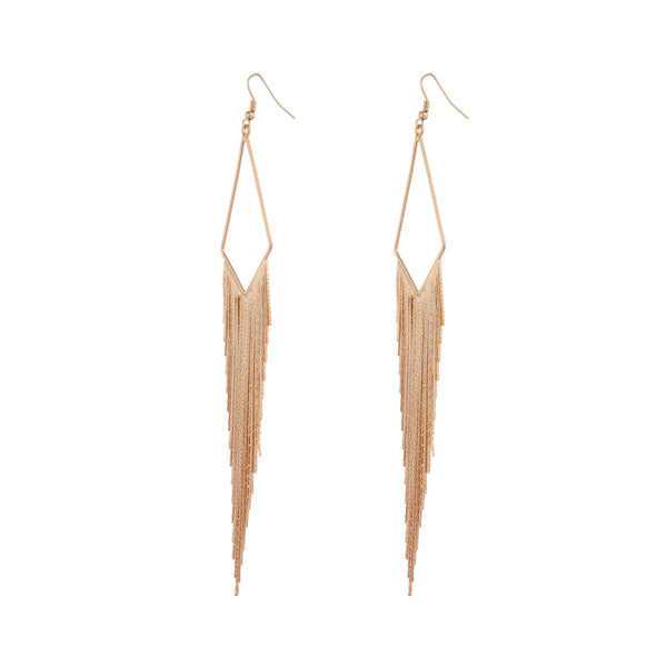 Gold Shiny Fringe Chain Earrings