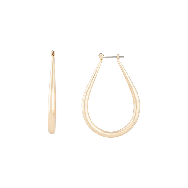 Polished Gold Teardrop Hoop Earrings