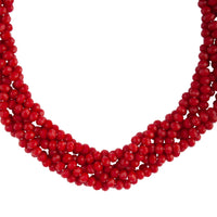 Red Faceted Bead Plait Necklace - link has visual effect only