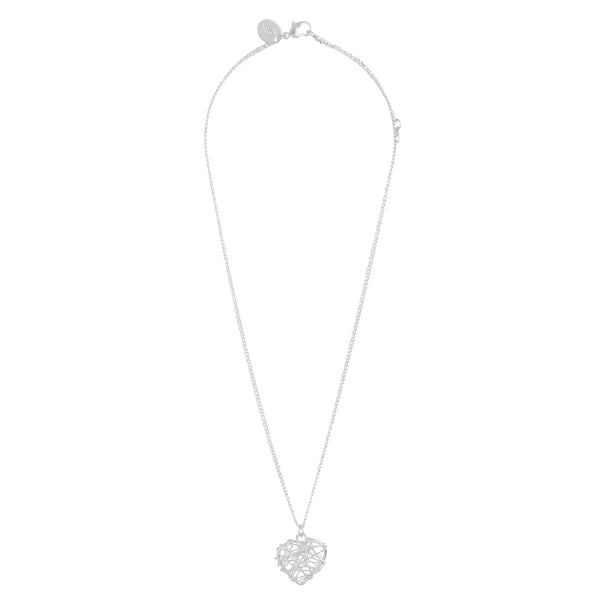 SILVER WIRE HEART PENDANT FINE CHAIN NECKLACE