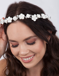 White Flower Pearl Halo Headband - link has visual effect only