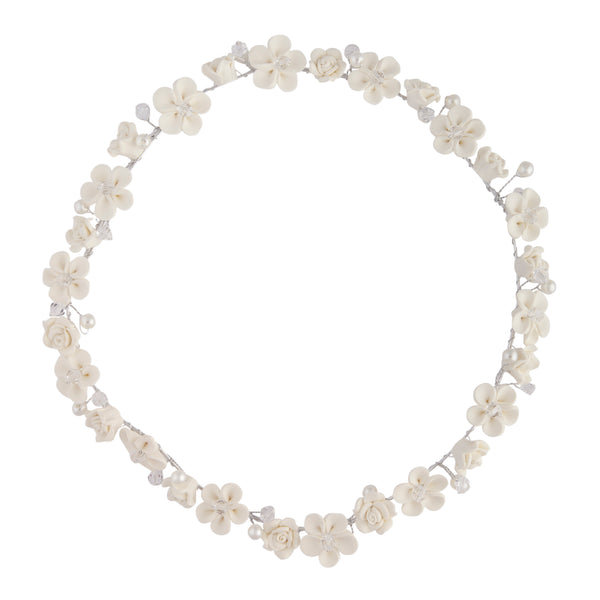 White Flower Pearl Halo Headband