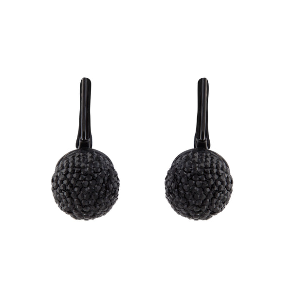 Black Shambala Bead Drop Earrings