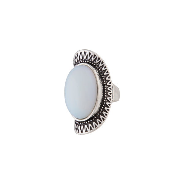 Silver Opal Stone Shield Ring