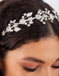 Silver Fine Floral Pearl Headband - link has visual effect only