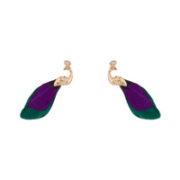 Blue Green Feather Mini Peacock Earrings - link has visual effect only