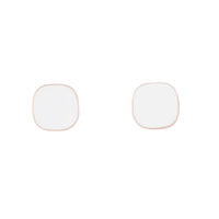 Rose gold Rounded Square White Enamel Stud - link has visual effect only