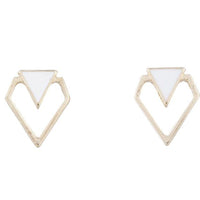 White & Gold Mini Geometric Stud - link has visual effect only