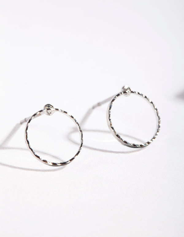 Silver Open Circle Stud Earrings