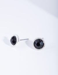 Black Round Stud Earrings - link has visual effect only