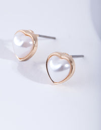 Gold Mini Pearl Heart Stud Earrings - link has visual effect only