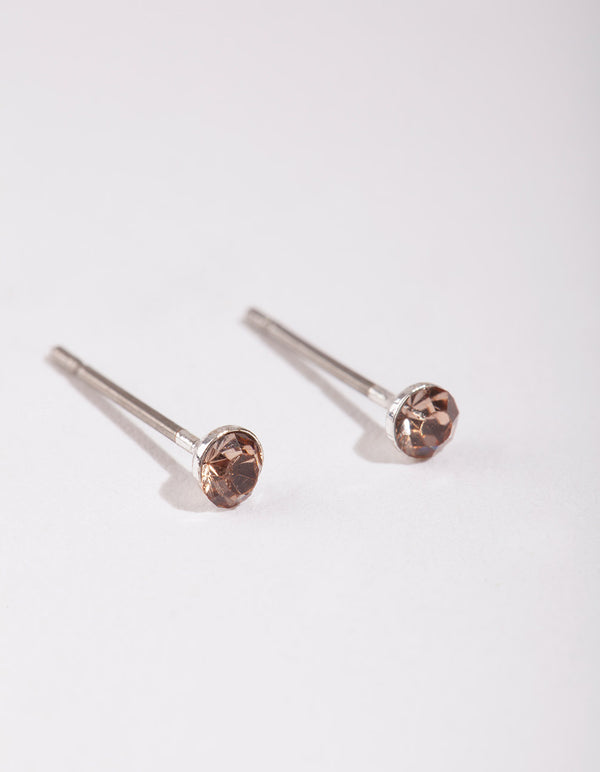 Silver Mini Dia Stud Earrings