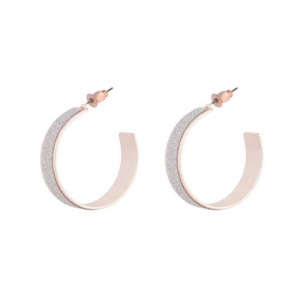 Rose Gold Glitter 3cm Hoop Earrings