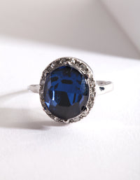 Vintage Blue Diamante Ring - link has visual effect only