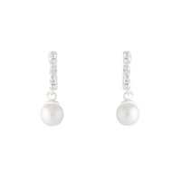 Sterling Silver Diamante Drop Pearl Earring - link has visual effect only