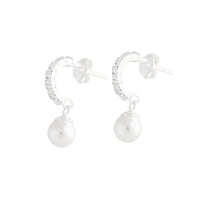 Sterling Silver Diamante Drop Pearl Earring - link has visual effect only