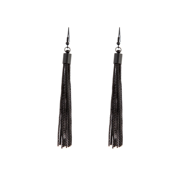 Black Tassel Chain Earrings