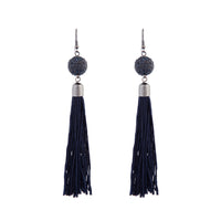 Midnight Blue Tassel Ball Drop Earrings - link has visual effect only