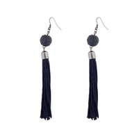 Midnight Blue Tassel Ball Drop Earrings - link has visual effect only