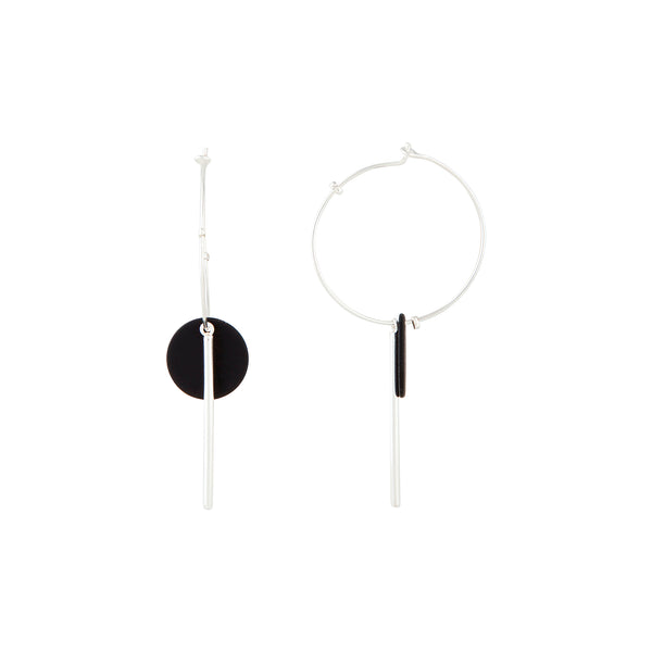 Black Spike & Matte Disc Earrings