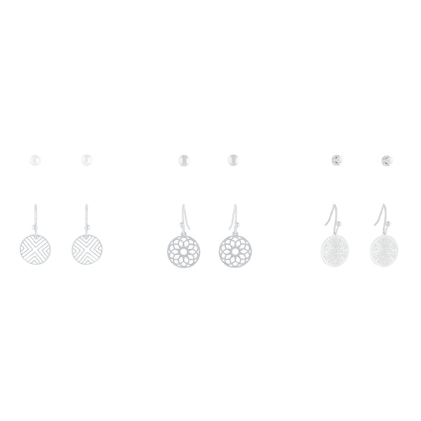 SILVER STUD AND FILIGREE DROP Earring 6PACK