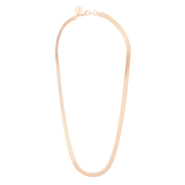 Gold Flat Omega Ribbed Chain Necklace