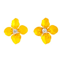 Yellow Matte Metal Orchid Earrings - link has visual effect only