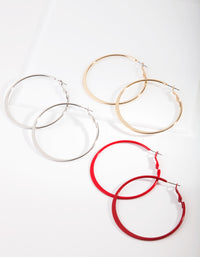 Mixed Metals Square Edge Hoop Earring Pack - link has visual effect only