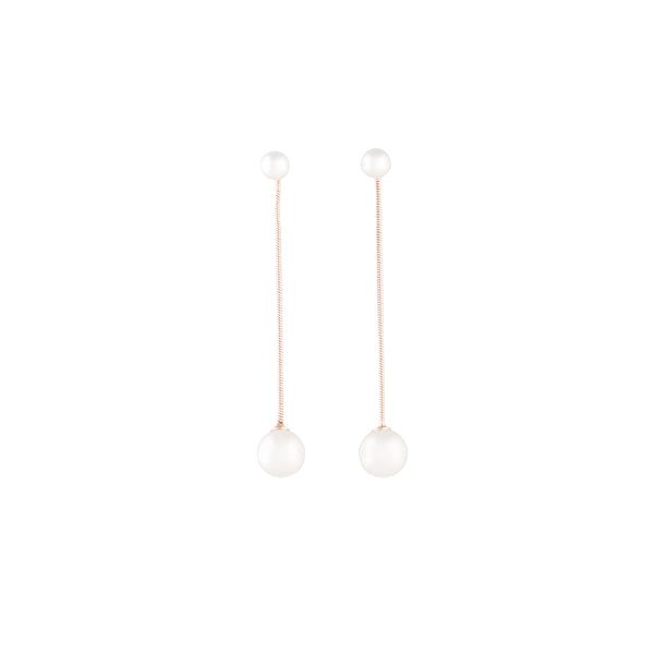 Rose Gold Snake Pearl Drop Earrings