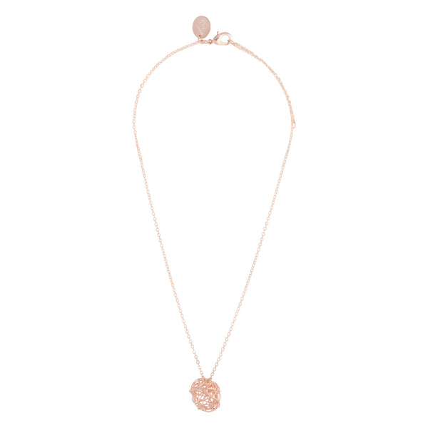 Rose Gold Wire Ball Pendant  45cm Necklace