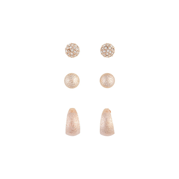 Dome Rose Gold Sandblast Earring Pack