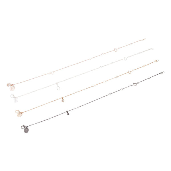 Mixed Metal Wishbone Charm Bracelet & Anklet 4-Pack