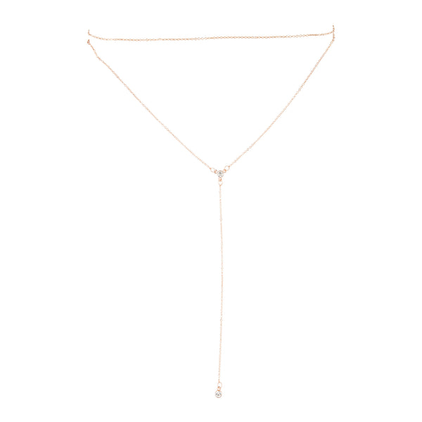 Rose Gold Diamante Chain Y Neck Choker