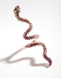 Rose Gold Elongated Diamante Snake Ring - link has visual effect only