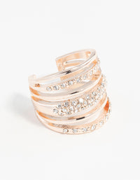 Rose Gold Six Layer Diamante Band Ring - link has visual effect only