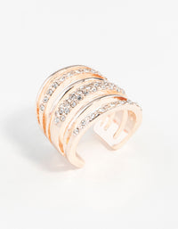 Rose Gold Six Layer Diamante Band Ring - link has visual effect only