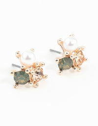 Rose Gold Pearl Tiny Cluster Earrings - link has visual effect only