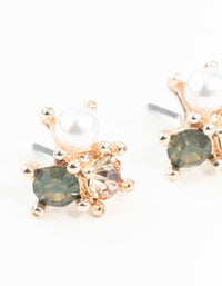 Rose Gold Pearl Tiny Cluster Earrings - link has visual effect only