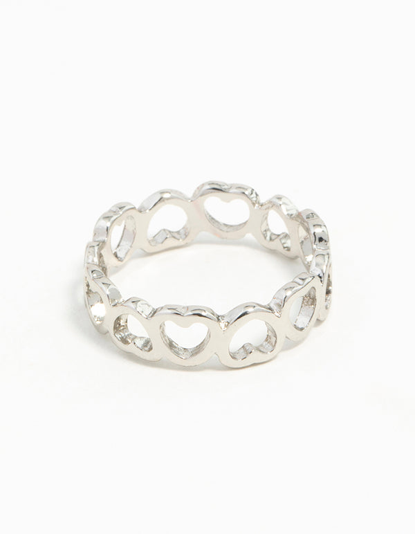 Rhodium Multi Heart Ring