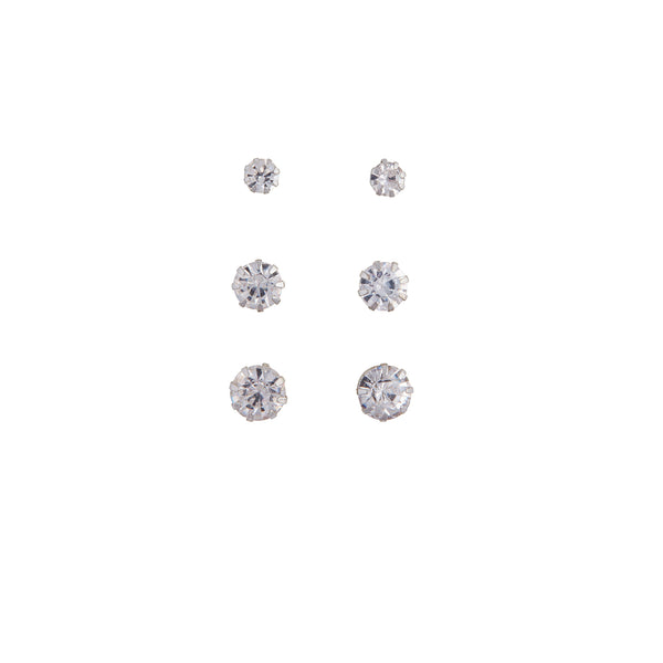 Silver Trio Diamante Earring Pack