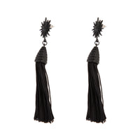 Black String Tassel Drop Earrings - link has visual effect only