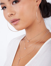 ROSEGOLD DIAMANTE PENDANT AND BAR LAYERED CHOKER TRIO - link has visual effect only