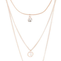 ROSEGOLD DIAMANTE PENDANT AND BAR LAYERED CHOKER TRIO - link has visual effect only